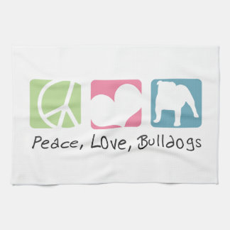 Peace Love Bulldogs Kitchen Towel