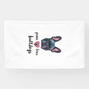 Peace Love Bulldogs Vintage Galaxy French Bulldog  Banner