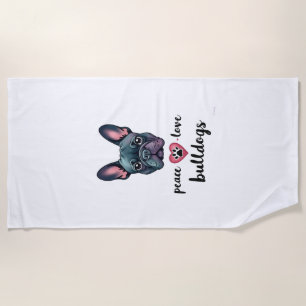 Peace Love Bulldogs Vintage Galaxy French Bulldog Beach Towel