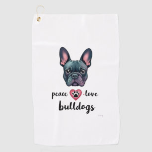 Peace Love Bulldogs Vintage Galaxy French Bulldog  Golf Towel