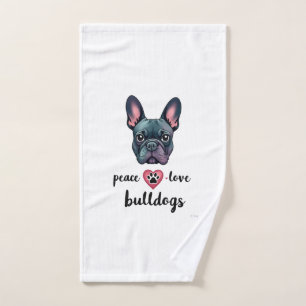 Peace Love Bulldogs Vintage Galaxy French Bulldog  Hand Towel