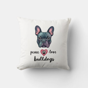 Peace Love Bulldogs Vintage Galaxy French Bulldog  Throw Pillow