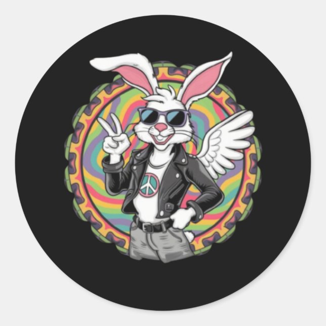 Peace & Love Bunny Sticker (Front)