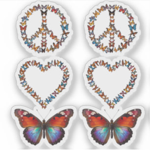 Peace Love Butterflies - Colorful Graphic Art 2pc
