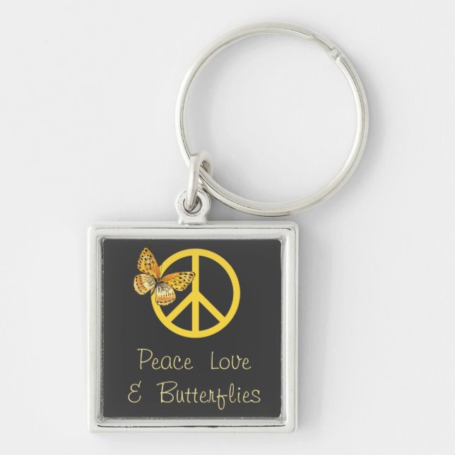 Peace Love & Butterflies   Keychain (Front)