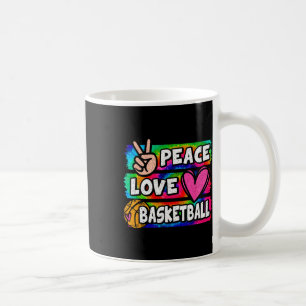 Peace Love Bysketbyll Lover Cute Tie Dye Girls Boy Coffee Mug