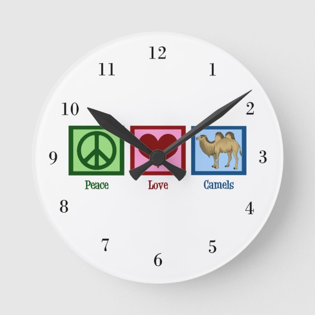 Peace Love Camels Round Clock (Front)