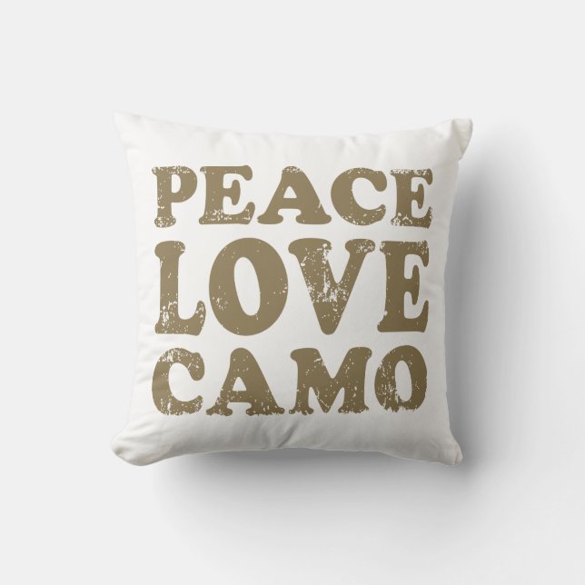 Peace Love Camo Throw Pillow (Front)