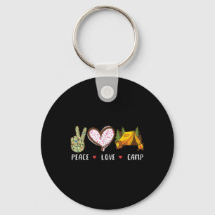 Peace Love Camp Gift For Men Women Kids Camping Ca Keychain