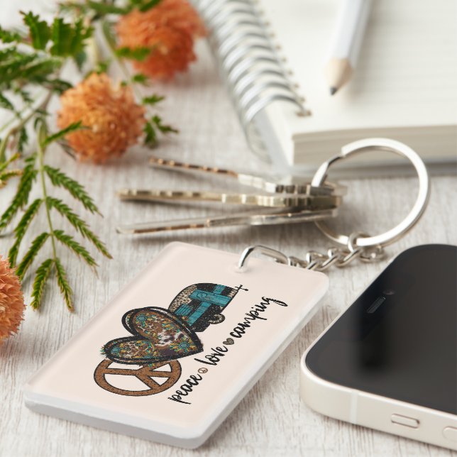 Peace Love Camping Keychain (Front Right)