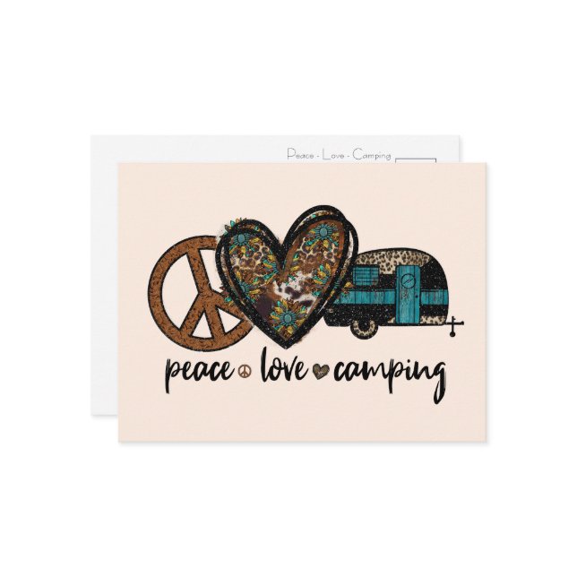 Peace, Love, Camping Postcard (Front/Back In Situ)