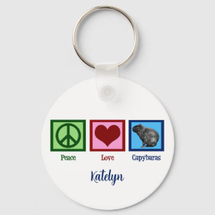 Peace Love Capybaras Keychain