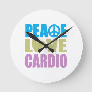 Peace Love Cardio Round Clock