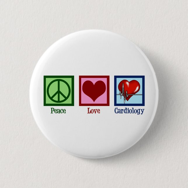 Peace Love Cardiology Heart Surgeon Heartbeat 2 Inch Round Button (Front)