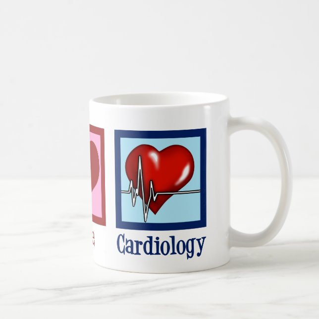 Peace Love Cardiology Heart Surgeon Heartbeat Coffee Mug (Right)