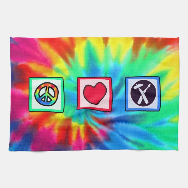 Peace, Love, Carpenters Kitchen Towel (Horizontal)
