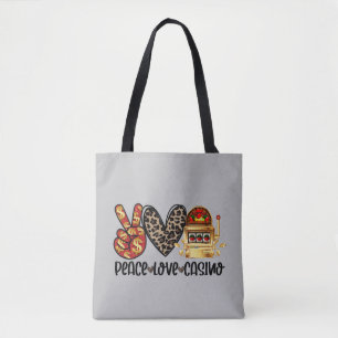 Peace Love Casino on Grey Tote Bag