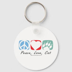 Peace Love Cat Keychain