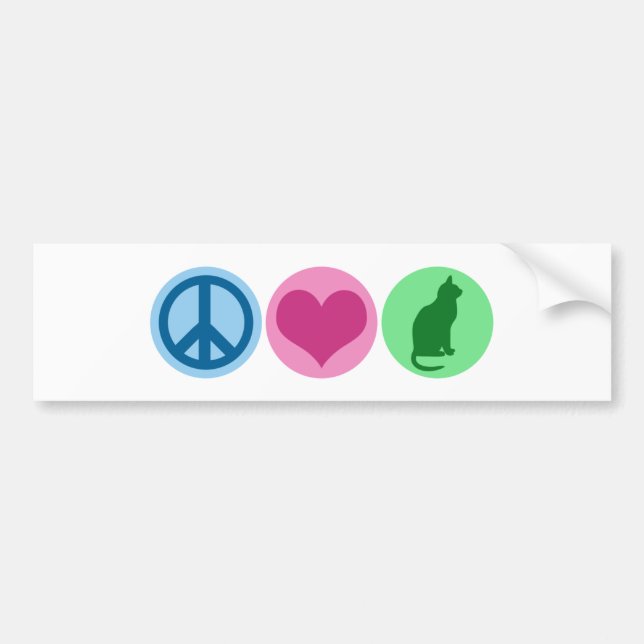 Peace Love Cats Bumper Sticker (Front)