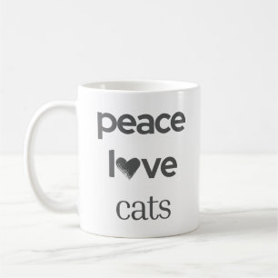 Peace Love Cats   Cat Mom Lover Modern Statement Coffee Mug