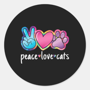 Peace Love Cats Cute Cat Kitten Lover Paw Cat Classic Round Sticker