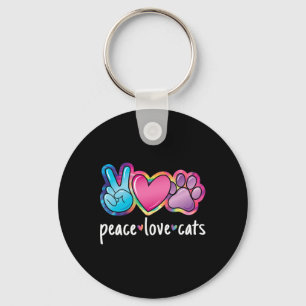 Peace Love Cats Cute Cat Kitten Lover Paw Cat Keychain