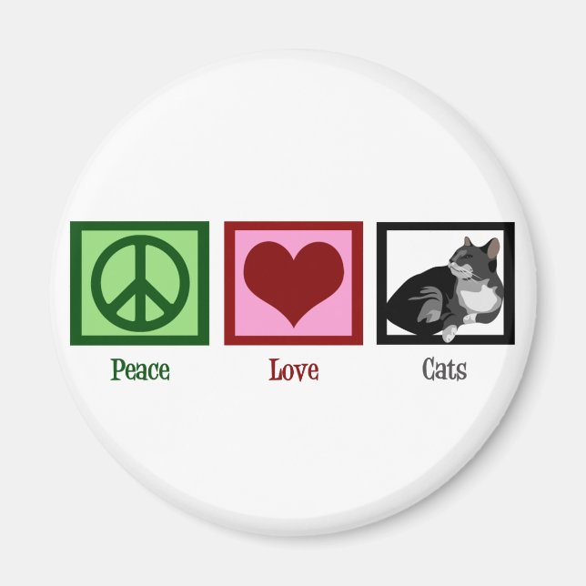 Peace Love Cats Cute Magnet (Front)