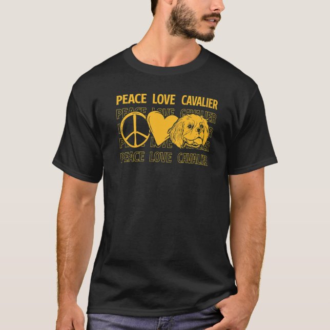 Peace Love Cavalier King Charles Spaniel T-Shirt (Front)