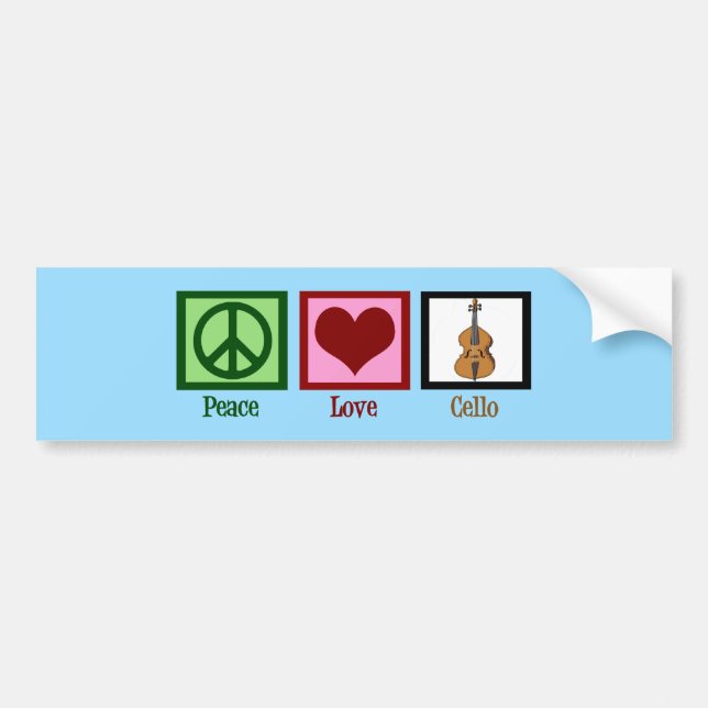 Peace Love Cello Bumper Sticker (Front)