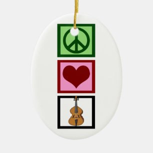 Peace Love Cello Ceramic Ornament