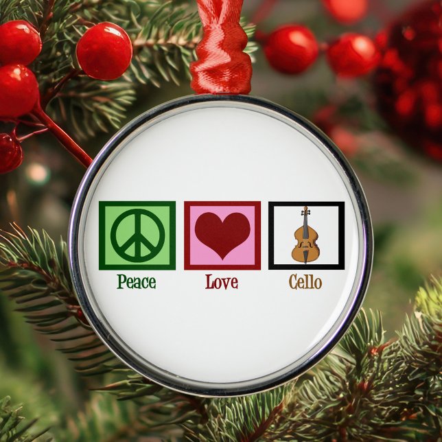 Peace Love Cello Metal Ornament (Creator Uploaded)