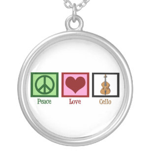 Peace Love Cello Silver Plated Necklace