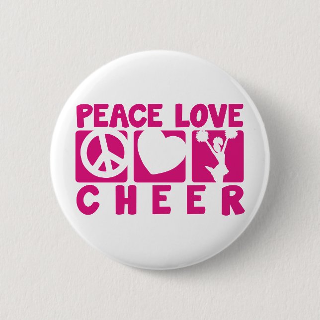 Peace Love Cheer 2 Inch Round Button (Front)