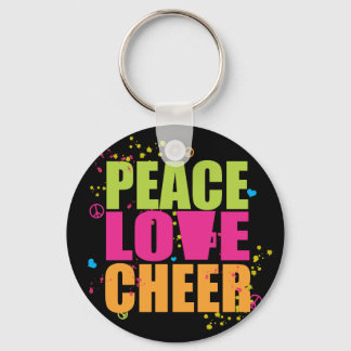 Peace Love Cheer- Black Keychain