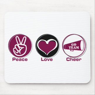 Peace Love Cheer Marron Mouse Pad