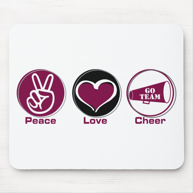 Peace Love Cheer Marron Mouse Pad (Front)