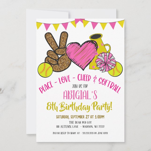  Peace Love Cheer Party Invitation (Front)