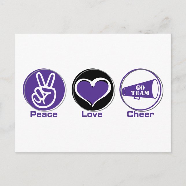 Peace Love Cheer Purple Postcard (Front)