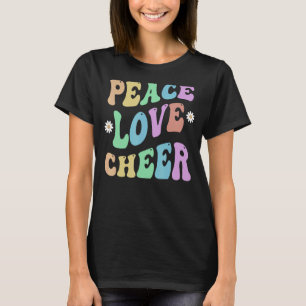 PEACE LOVE CHEER Retro Cheerleader Groovy School T-Shirt
