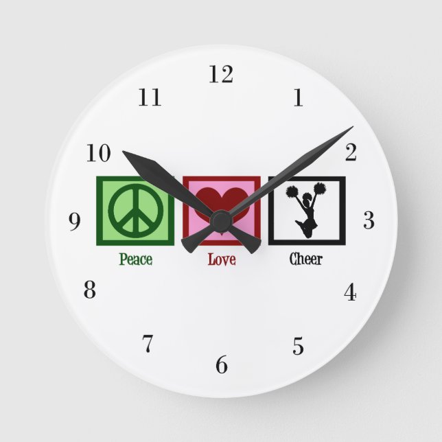 Peace Love Cheer Round Clock (Front)