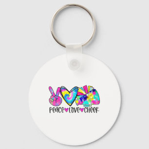 Peace Love Cheer Shirt Tie Dye Cheerleading Cheerl Keychain