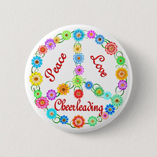 Peace Love Cheerleading 2 Inch Round Button (Front)