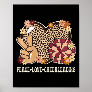 Peace Love Cheerleading Lover Cheetah Print Cheerl