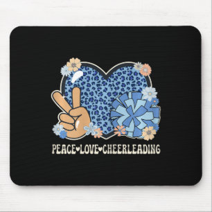 Peace Love Cheerleading Lover Leopard Print Cheerl Mouse Pad