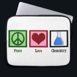 Peace Love Chemistry Laptop Sleeve<br><div class="desc">A peace sign,  heart,  and a chemistry beaker used in a science experiment used by scientists.</div>