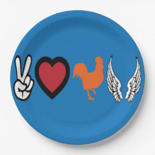 Peace Love Chicken Wings Paper Plate