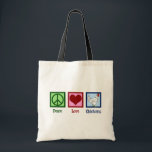 Peace Love Chickens Tote Bag<br><div class="desc">Peace sign,  heart,  and a cute chicken on a farm. I love being a farmer and working with animals like hens. Peace Love Chickens.</div>