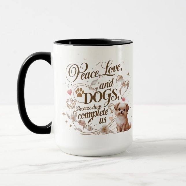 Peace Love Chiens Mug (Gauche)