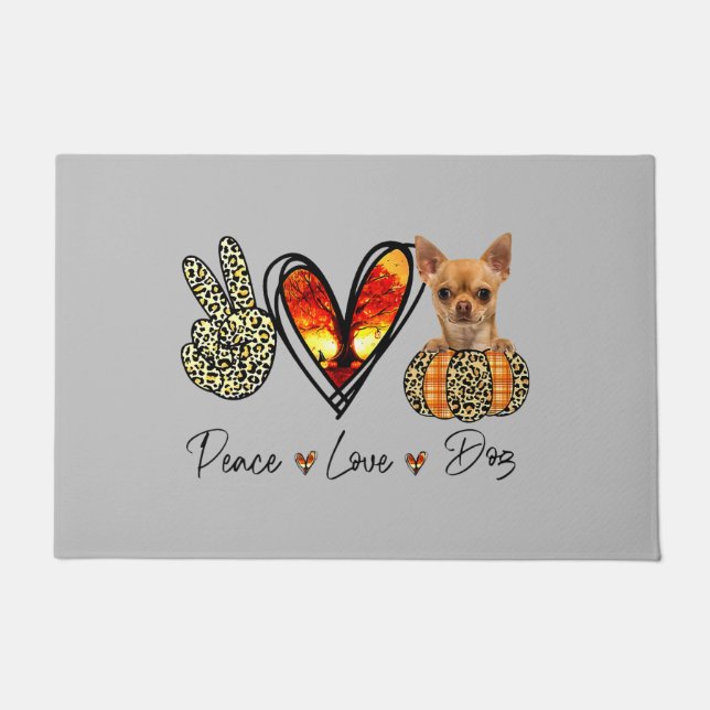 Peace Love Chihuahua Scarf Leopard Autumn Thanksgi Doormat (Front)
