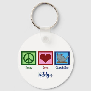 Peace Love Chinchillas Keychain